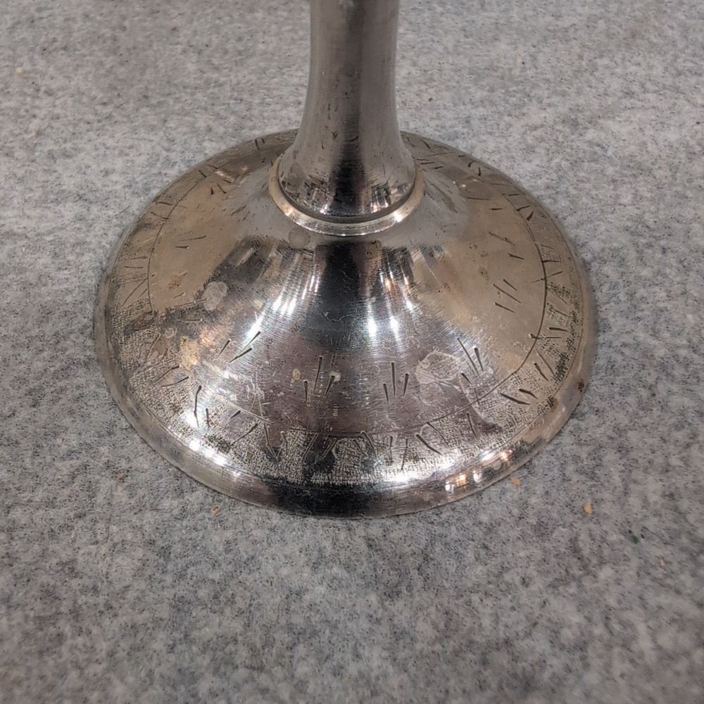 Worldgift India Etched Silver Tone Metal Cordial Goblets Set of 6 Floral Stems - Picture 4 of 7